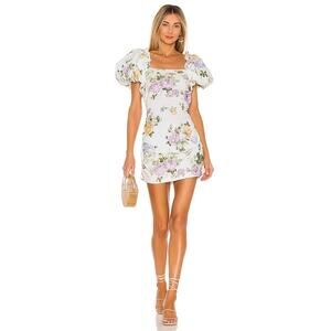 NWT LoveShackFancy Minerva Floral Puff Sleeve Mini Dress in Spring Garden Size 4